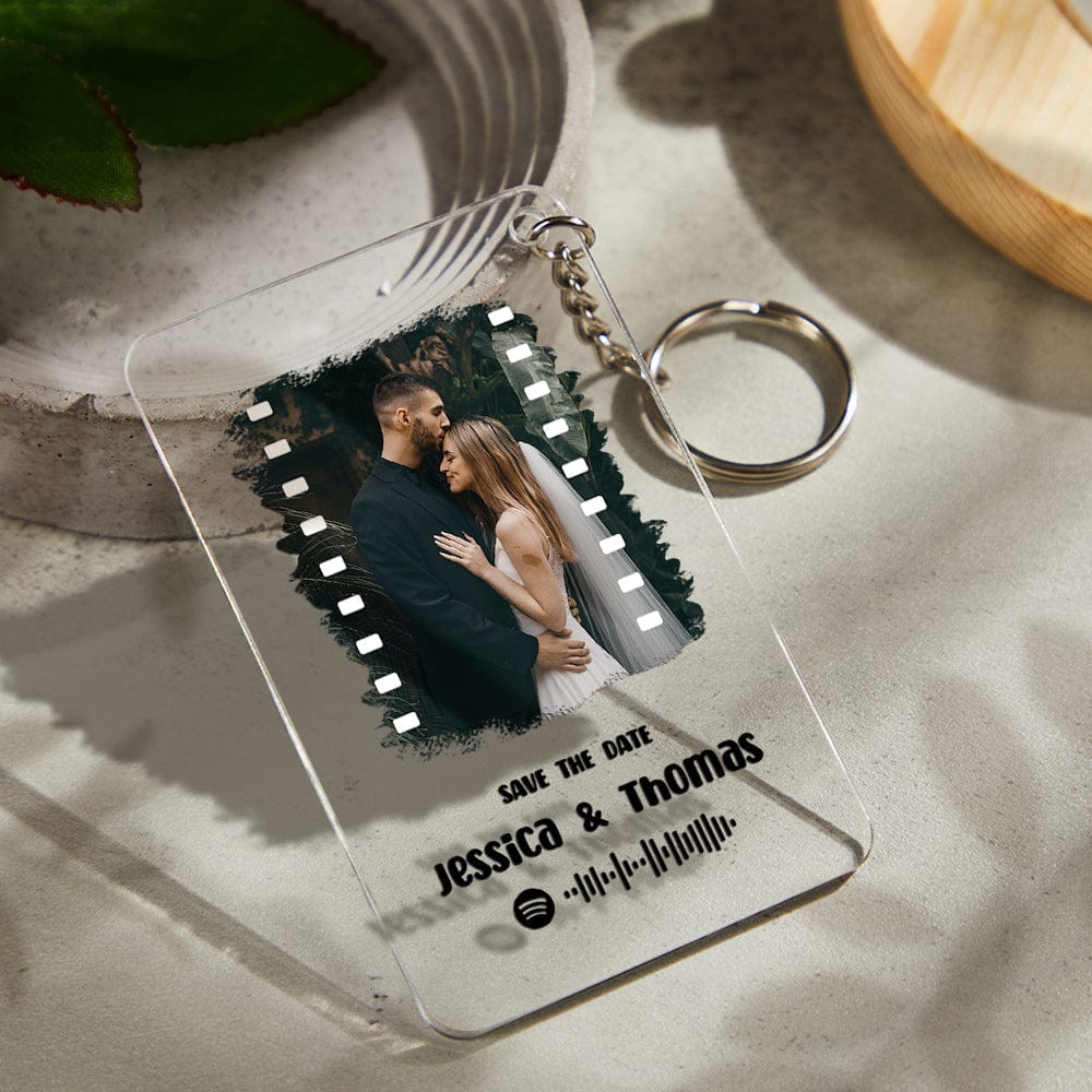 Custom Photo Music Plaque Personalized Glass Keychain Gift Foe Lover