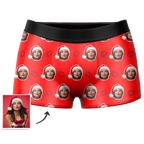 Customized Face Boxers Christmas Hat Printed Underwear with Picture