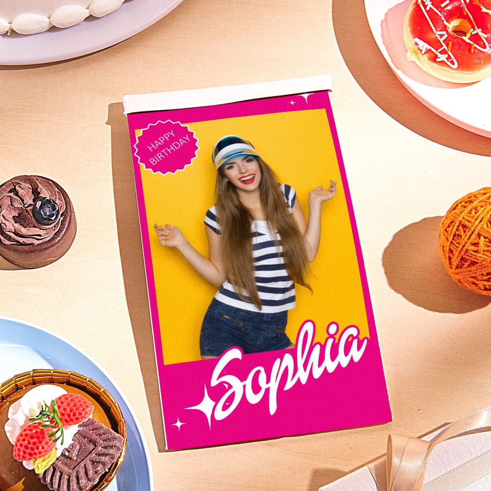 Personalized Treat Bag with Photo Name Snack Bag Birthday Party Favor Gift for Girl