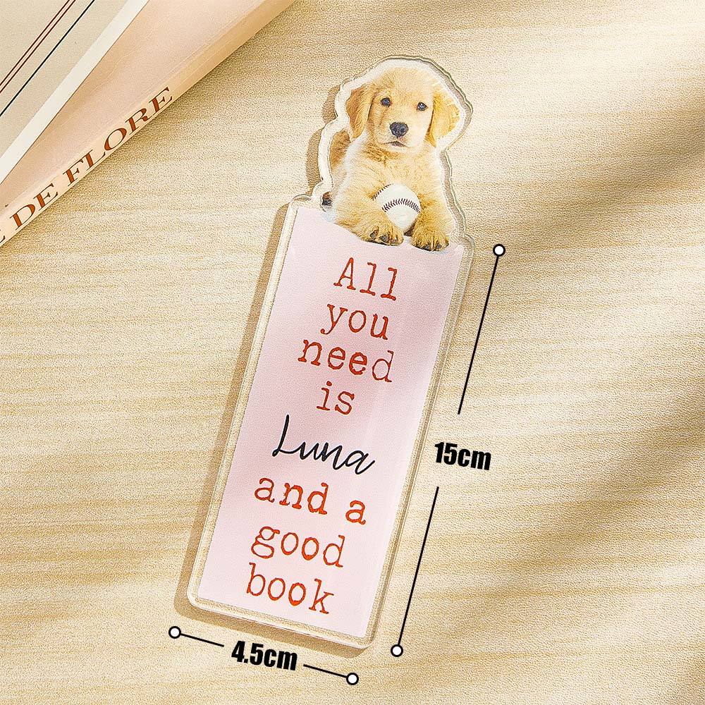 Personalized Acrylic Bookmark with Pet Photo Name Gift for Cat Dog Owner Book Lovers