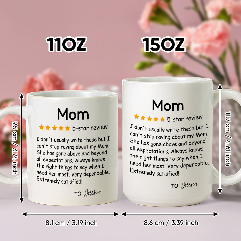 Personalized Five-Star Review Mug with Name Ceramic Coffee Mug Mother's Day Birthday Gift for Mom