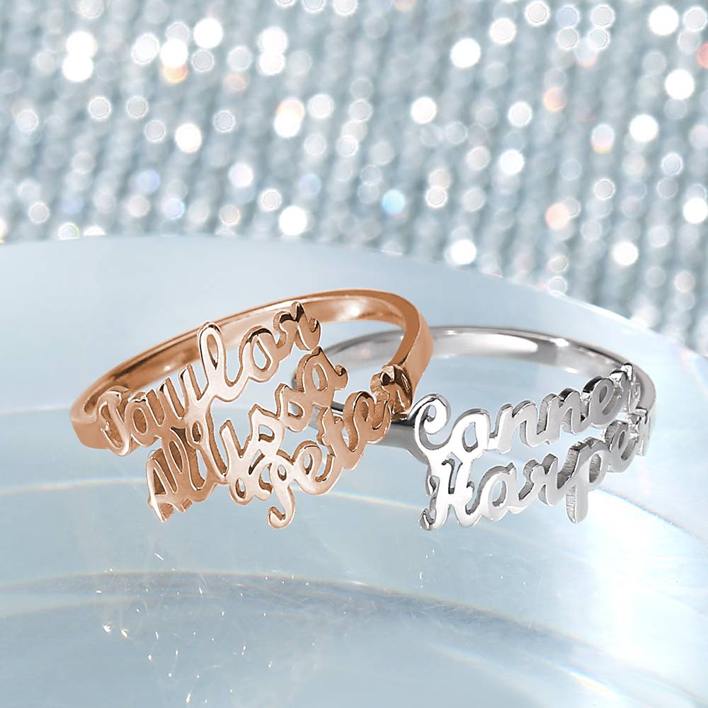 Custom Three Names Ring - 925 Sterling Silver