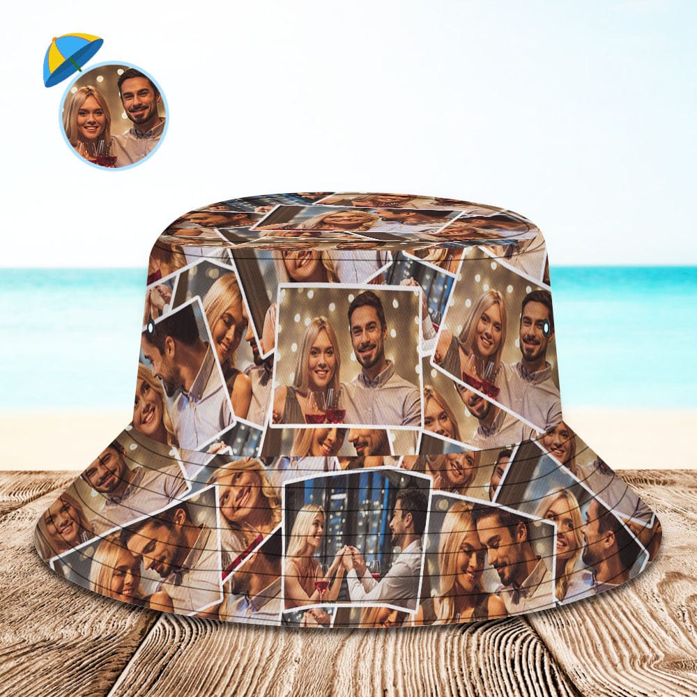 Personalized Photo Bucket hats Summer Beach Sun Cap For Kids and Adults