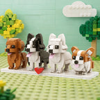 Brick Figures Personalized Pet Portrait for 4 Dogs 4 Dogs Full Body Style