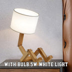 robot table creative bedside wooden table lamp as a new home gift