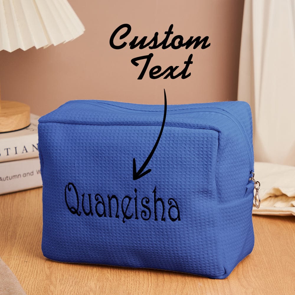 Personalized Waffle Cosmetic Bag Makeup Bag Makeup Organizer Gift for Her