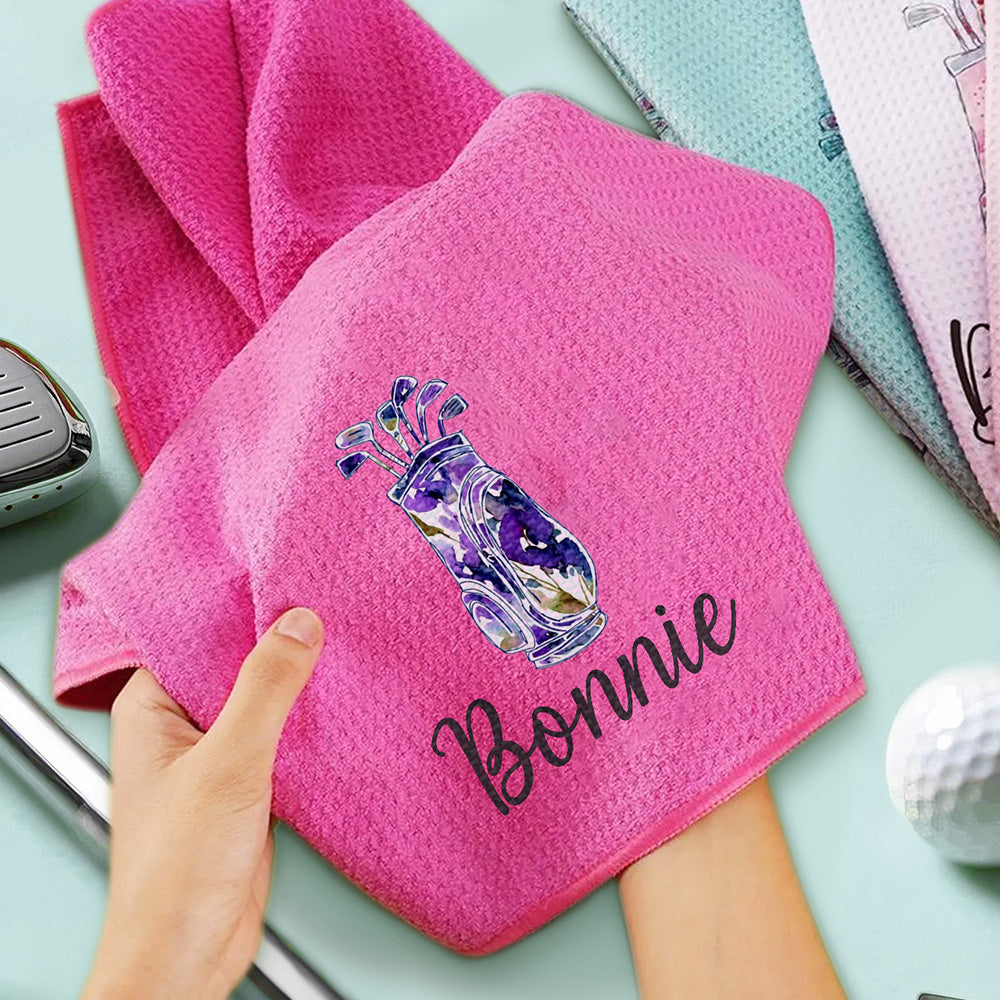 Personalized Golf Towel with Hanging Clip Golfing Clubs Golf Towel Gift for Golf Lovers