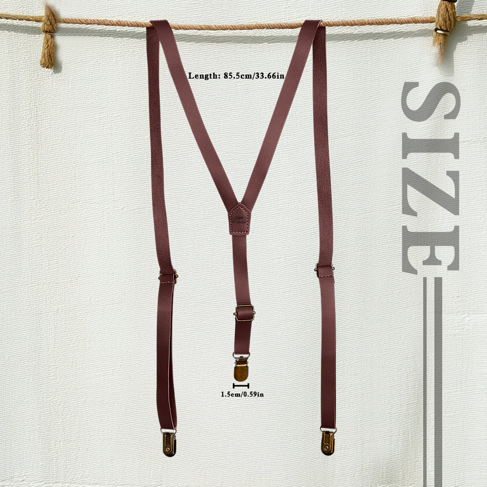 Personalized Men's PU Suspenders with Engraved Name Gift for Men Groomsmen Accessory