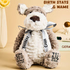 Personalized Puppy Dog Plush Birth Stats Stuffed Animal Birth Announcement Gifts