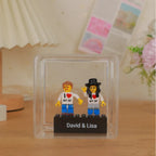 Custom Couple Minifig Personalized Minifig With Engraved Base and Display Box Gift For Lovers On Valentine's Day