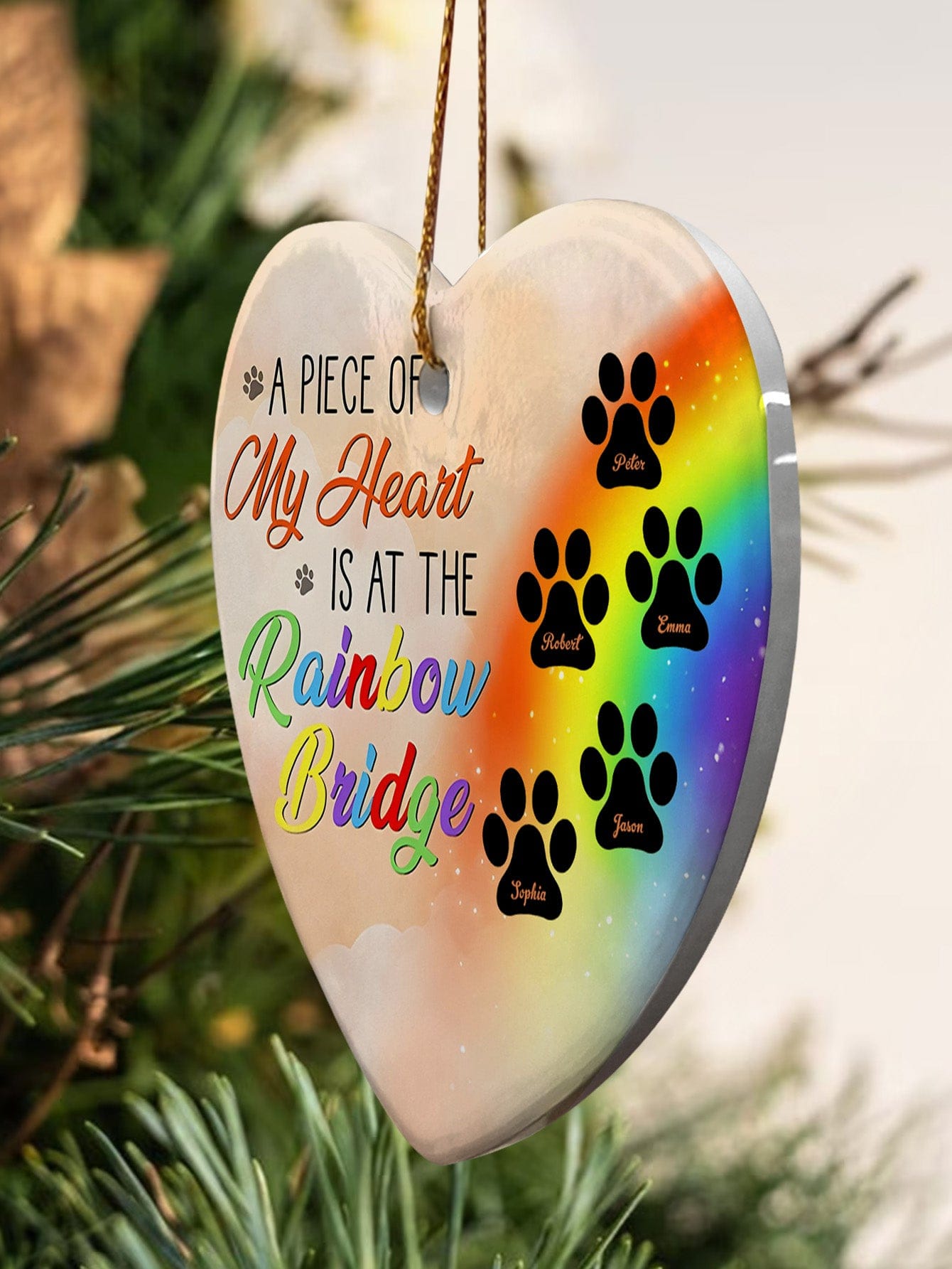 ornament personalized design dog rainbow bridge memorial hanging keepsake photo preview
