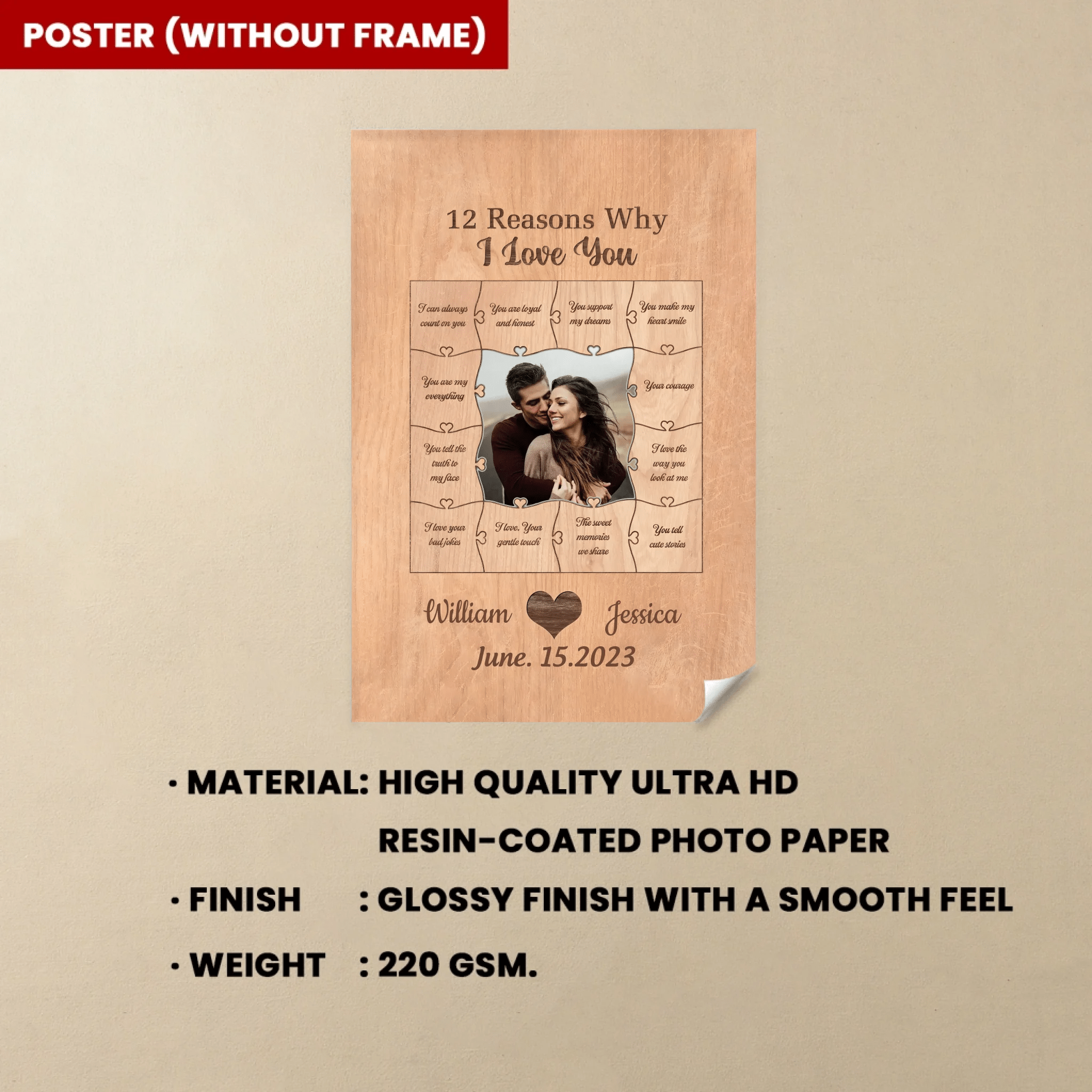 12 Reasons Why I Love You - Personalized Canvas, Canvas Gift For Couple 737156 - 737158 - DiyGiftly