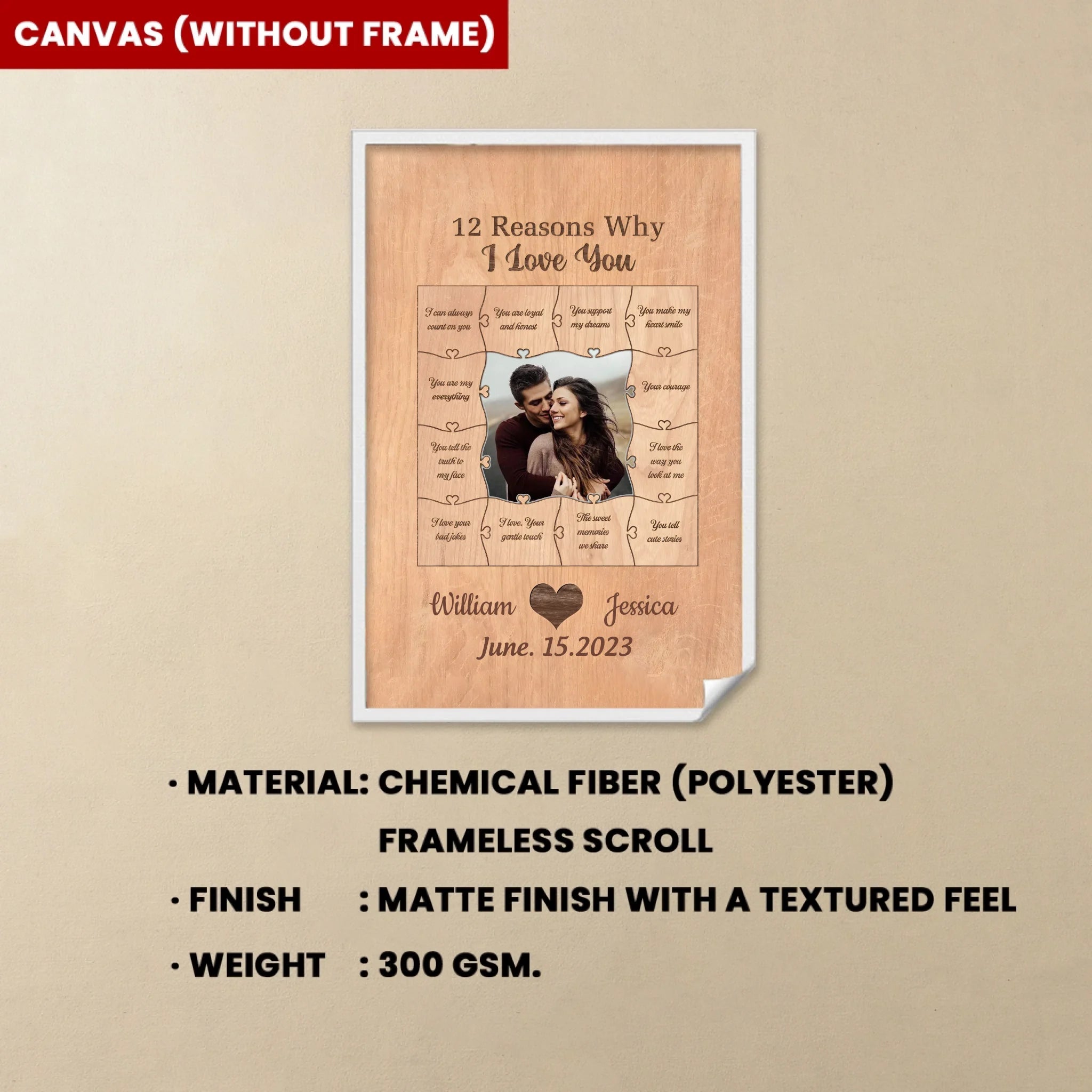 12 Reasons Why I Love You - Personalized Canvas, Canvas Gift For Couple 737156 - 737158 - DiyGiftly