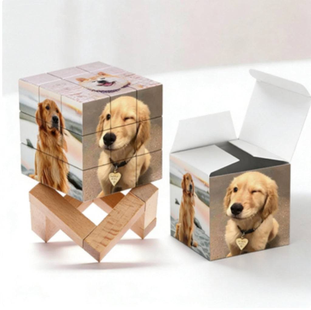 magic cube picture cube gift for dad with wooden rubic s cube bracket design custom gift for everyday use