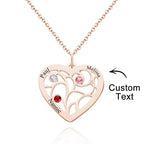 Custom Engraved Name Heart Pendant Necklace with Birthstone