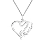 Custom Overlapping Heart Two Names Necklace 925 Sterling Silver