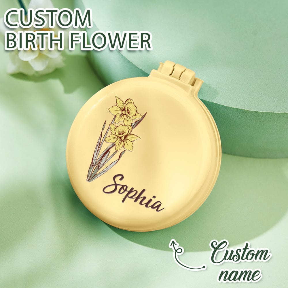 mirror comb personalized birth flower gift for best friend
