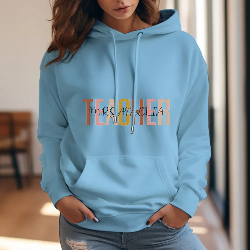 Personalized Teacher Hooded Sweatshirt Teacher Custom Name Hooded Sweatshirt Back to School Gifts