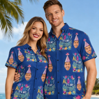 Custom Face Hawaiian Shirt Birthday Party Blue Men's Summer Shirt