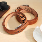 Personalized Men's PU Leather Belt with Engraved Name Belt Birthday Gift for Dad