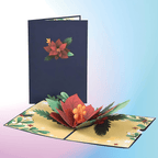 Creative Christmas 3D Pop Up Card Blue Fower Pop Up Greeting Card