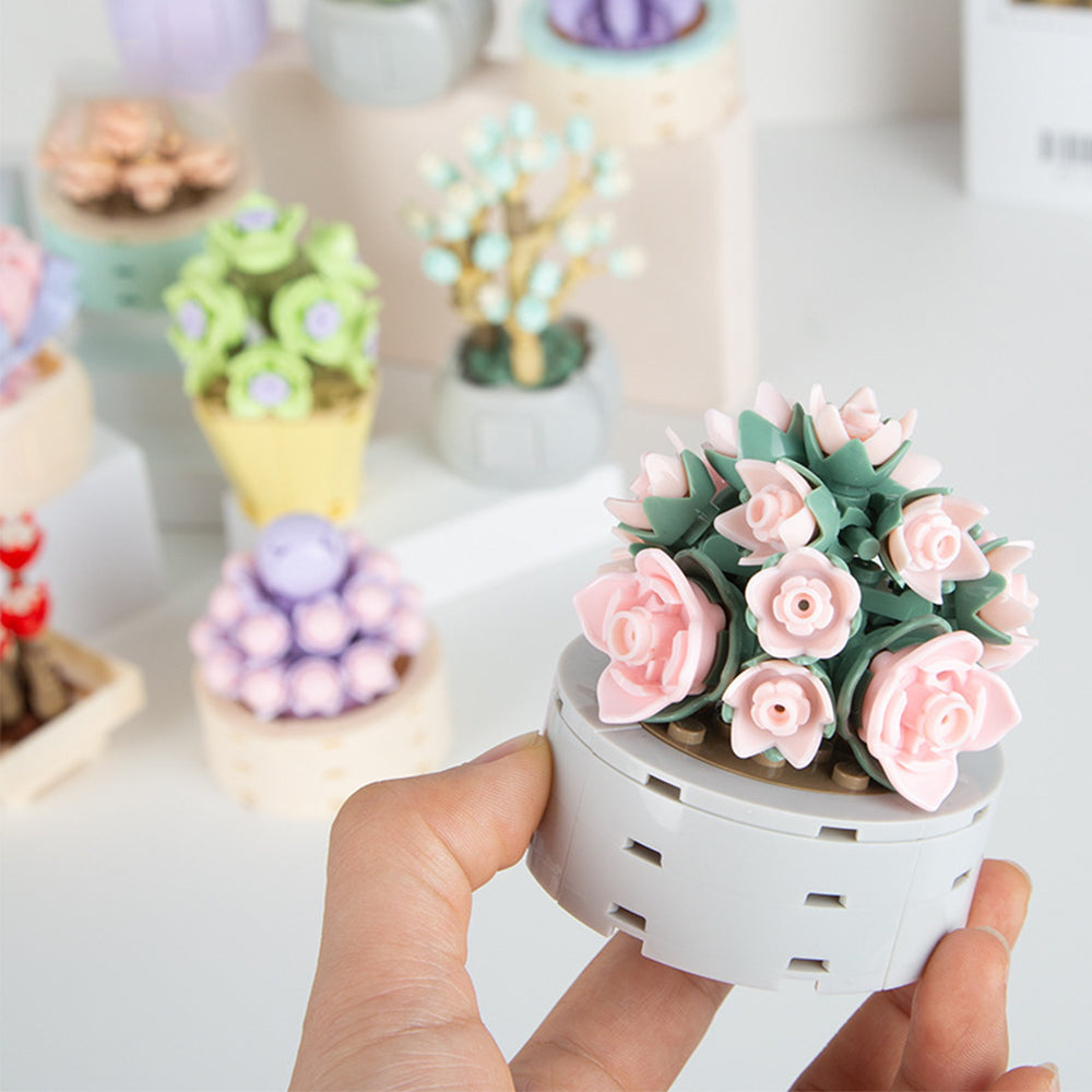 Potted Succulent Building Blocks Succulent Botanical Flower Building Bricks Gifts For Her