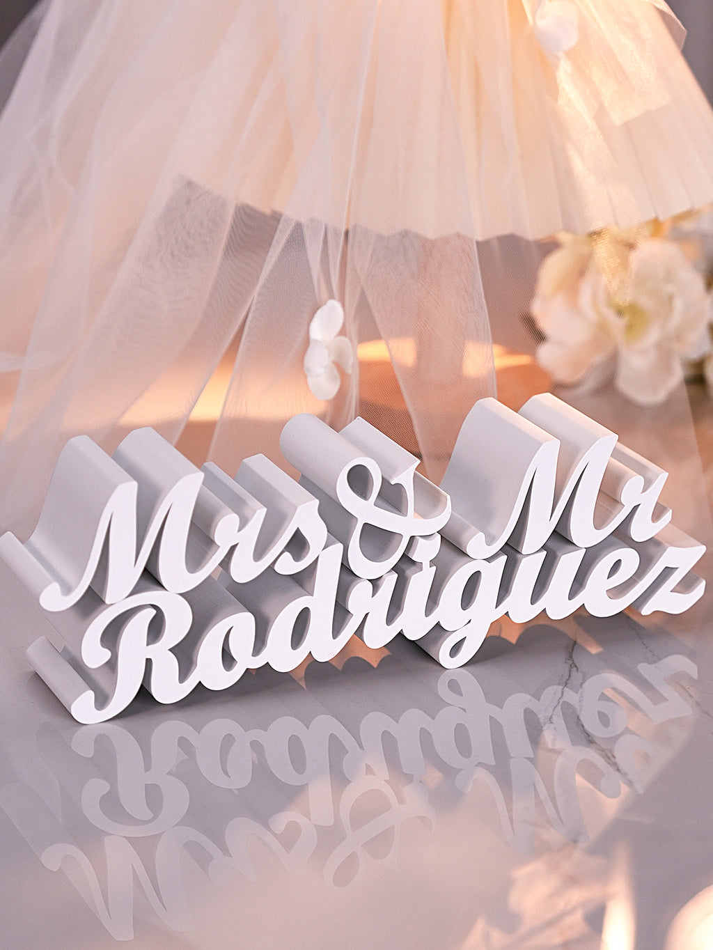 Personalized 3D Print Last Name Sign Custom Wedding Family Name Sign Wedding Tabletop Centerpieces for Wedding and Home