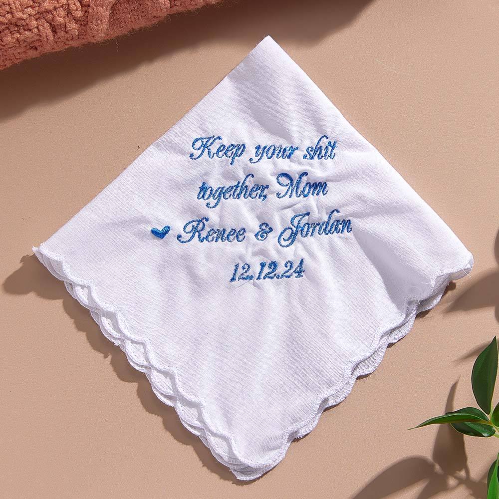 Personalized Embroidered Wedding Handkerchief Mother of the Bride or Groom Gift