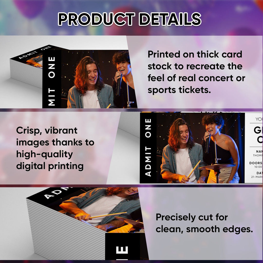 Personalized Photo & Text Custom Concert Ticket Keepsake – Memory Card for Special Moments