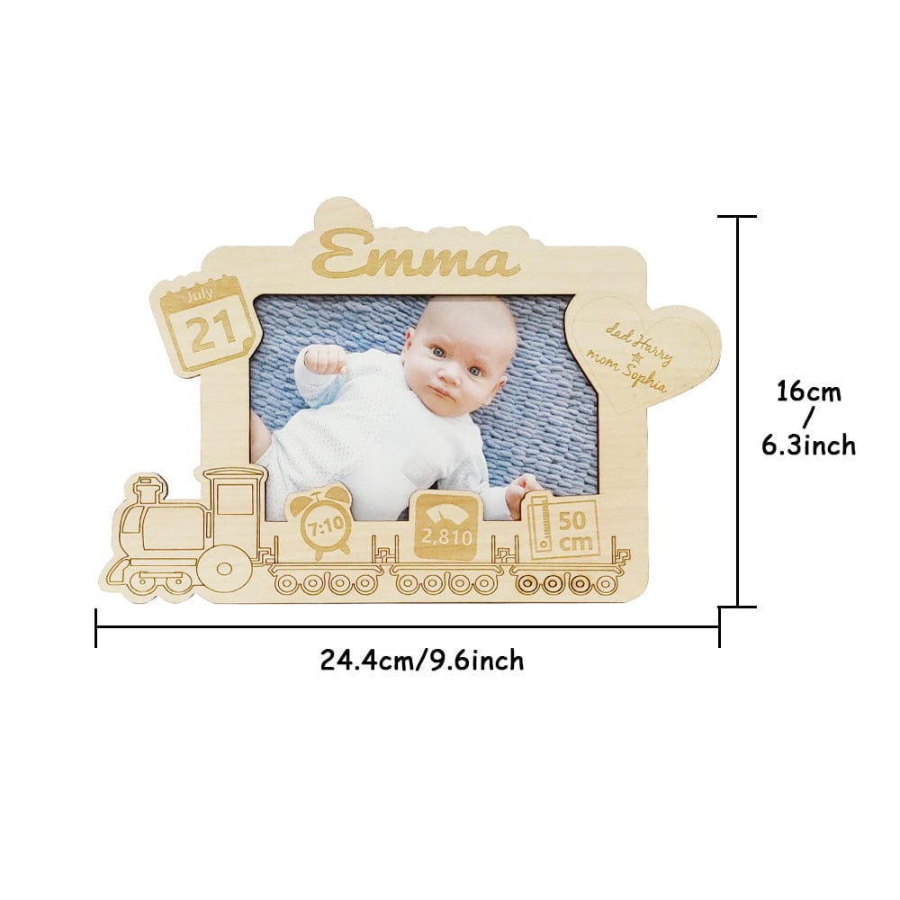 personalized baby photo frame engraved wooden newborn keepsake gift for new parents