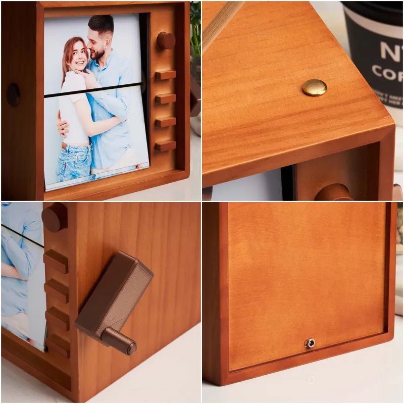 (16*16cm Large Size) Custom Photo Hand - cranked Flipbook Frame Vertical Television Animation Machine Photo Album with Light Memorial Gift - DiyGiftly