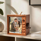 (16*16cm Large Size) Custom Photo Hand - cranked Flipbook Frame Vertical Television Animation Machine Photo Album with Light Memorial Gift - DiyGiftly