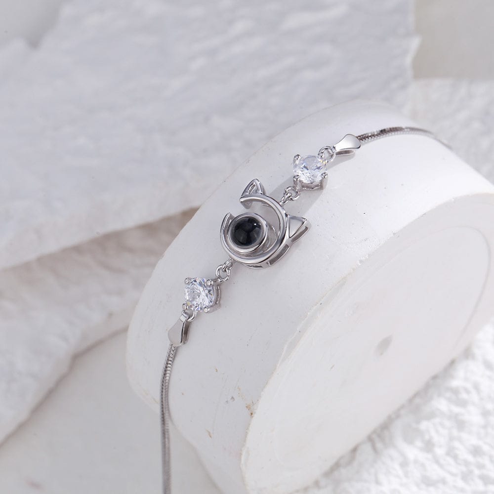 Personalized Cat Pendant Picture Projection Bracelet 925 Sterling Silver