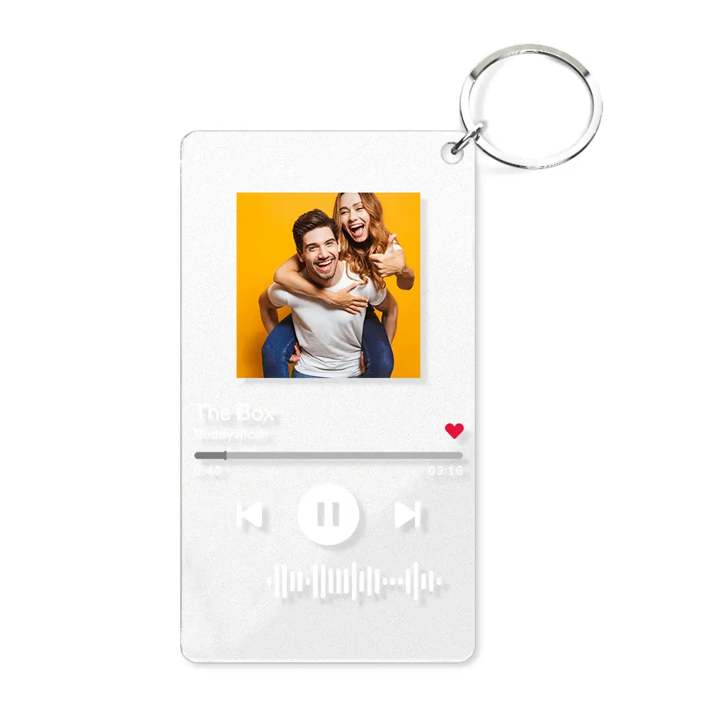 Personalized Photo Acrylic Photo Key ring Custom Keyrings with Scannable Music Music Code Keychain  (2.1IN X 3.4IN)-Mom