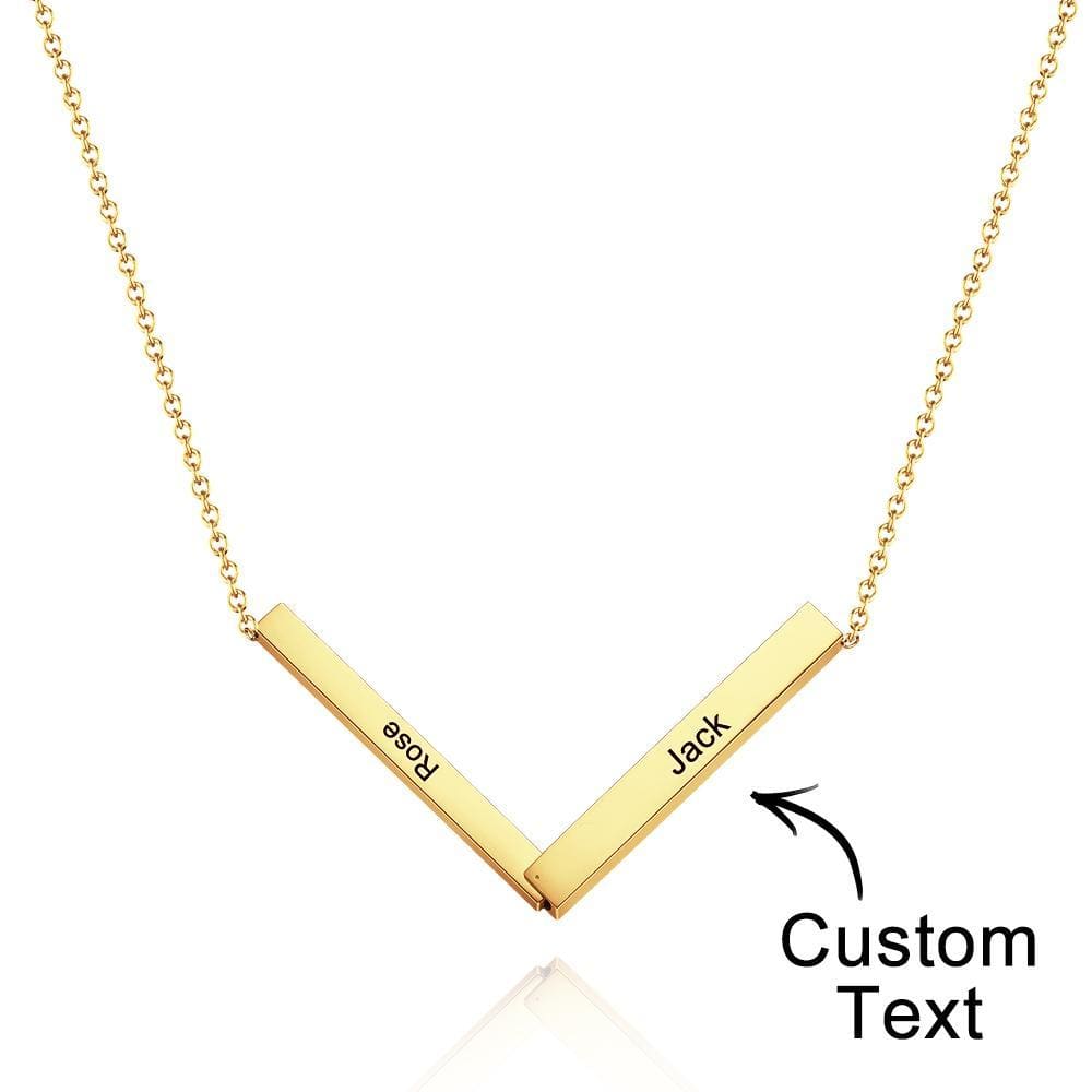 Custom Engraved Necklace Folded Bar Necklaces Unique Gift for Women