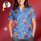 Men's Custom Face Christmas Santa All Over Print Hawaiian Shirt Christmas Gift