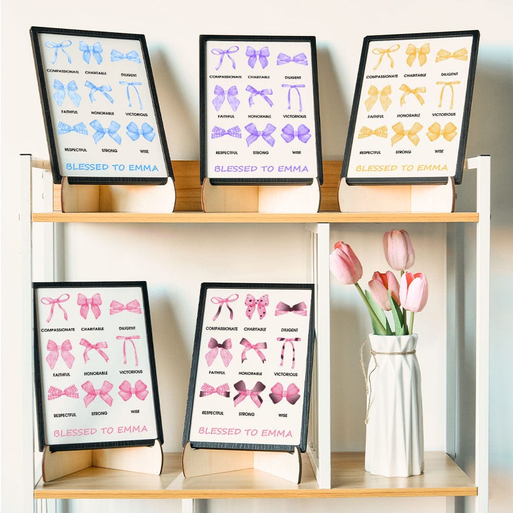 Personalized Bow Wooden Plaque with Biblical Text Birthday Gift for Her