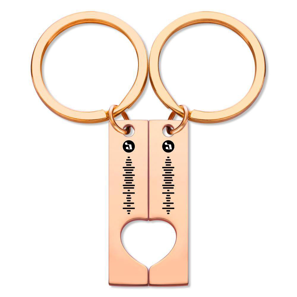 Best Gift For Friend 2 Personalized Music Code Keychain | Heart Cut Out Keychain