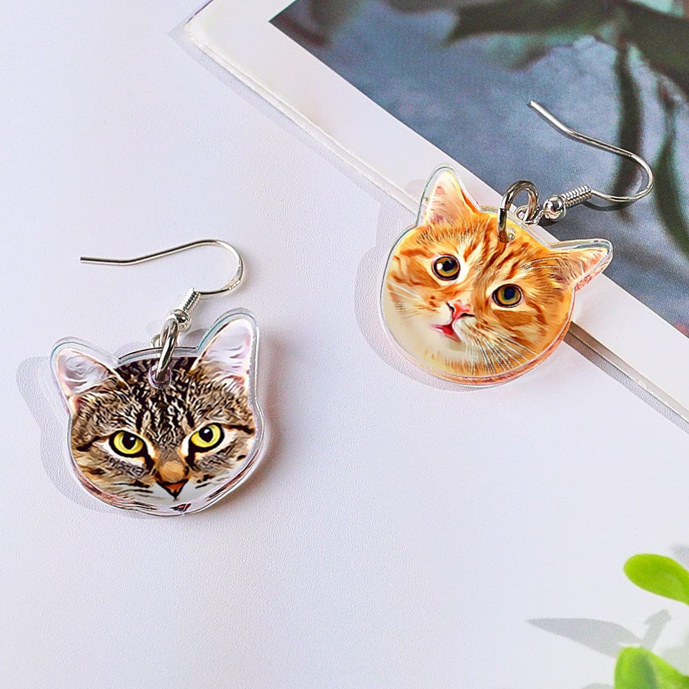 Personalized Dog Cat Portrait Earring Jewelry Birthday Gift for Pet Lovers