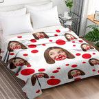 Custom Face Blanket Personalized Blanket with Red Lips