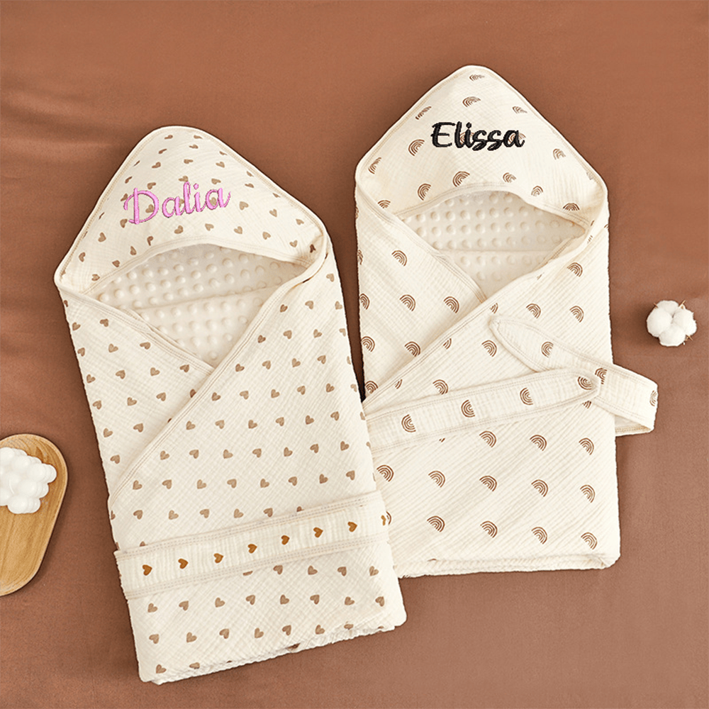 Personalized Baby Swaddle Receiving Blanket Children's Bath Towel Baby Blankets with Name Gift for Newborn Baby