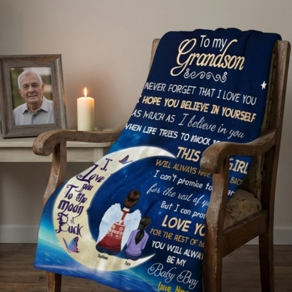 cozy comfort throw blanket personalized photo with custom text remembrance gift