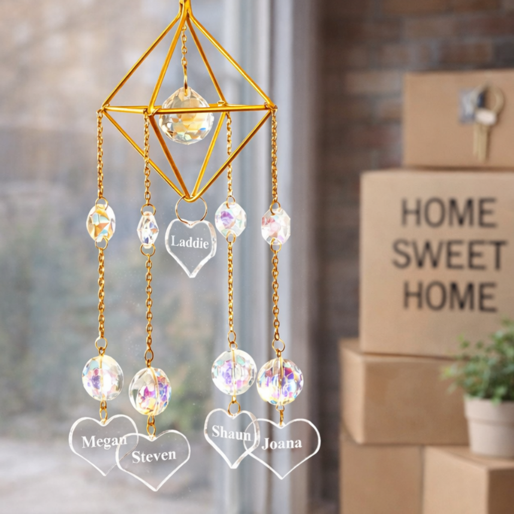 personalized crystal engraved wind chimes keepsake for porch decor