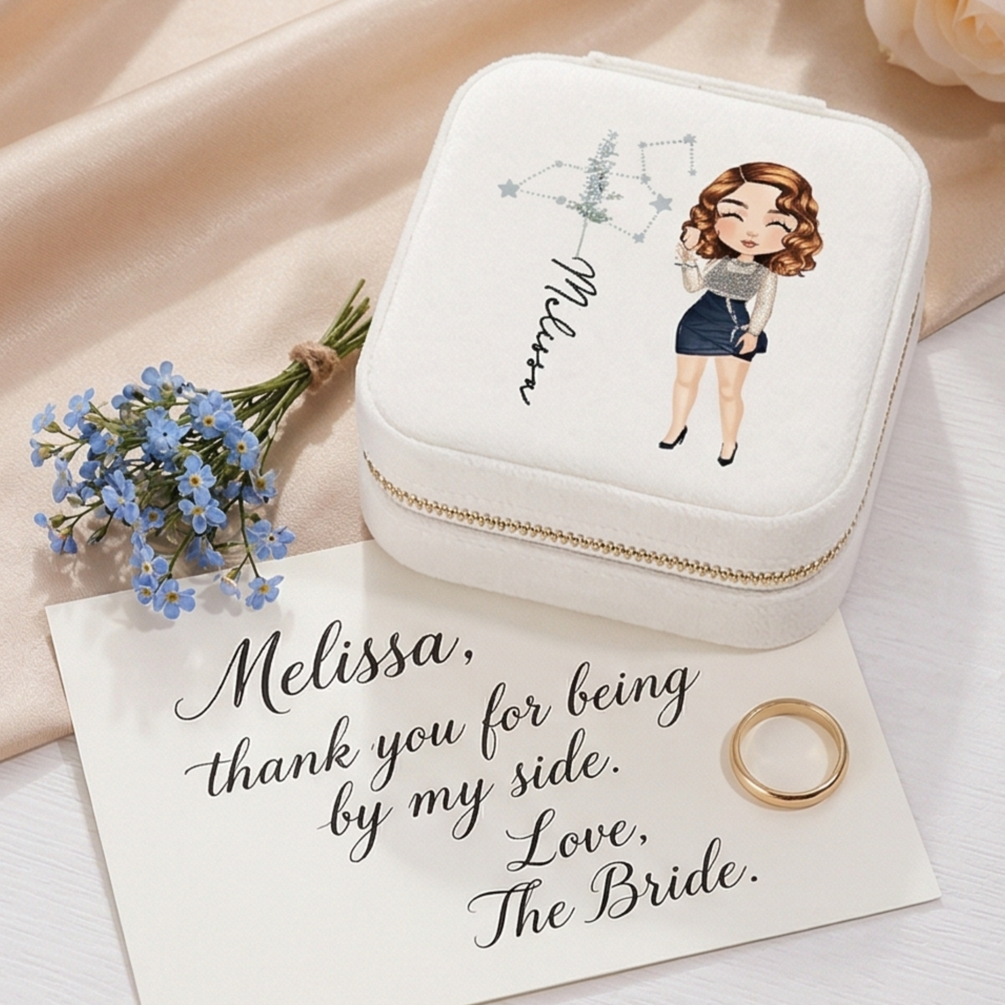 gray jewelry box personalized gift for best friend