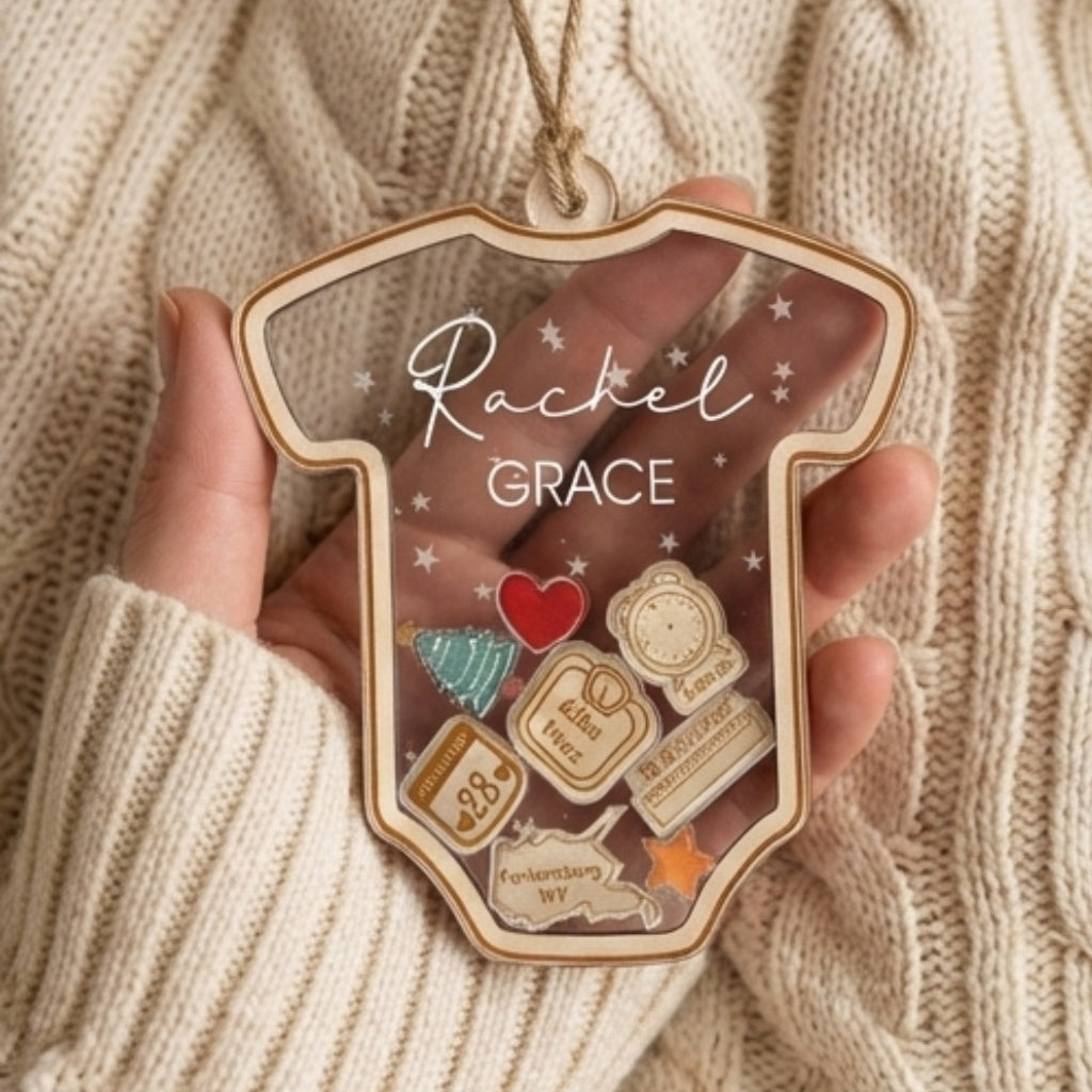 personalized babys first christmas ornament custom 4d shaker keepsake babys first christmas gift