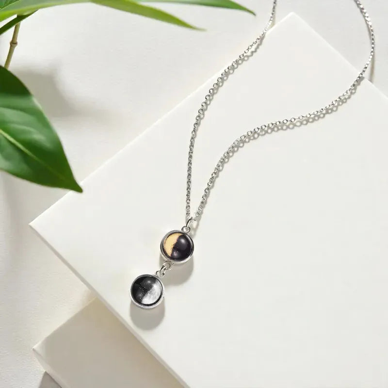 Custom Double Moon Phase Necklace Luminous Necklace Gift for Her