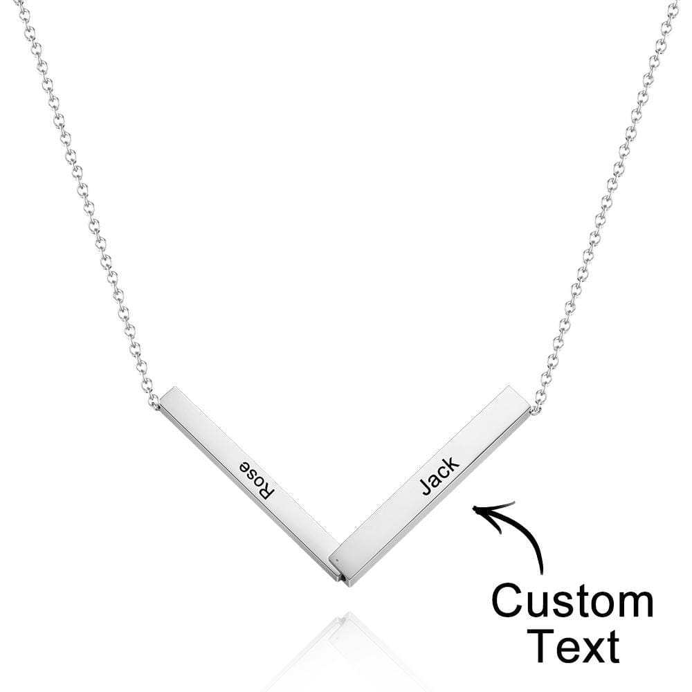 Custom Engraved Necklace Folded Bar Necklaces Unique Gift for Women