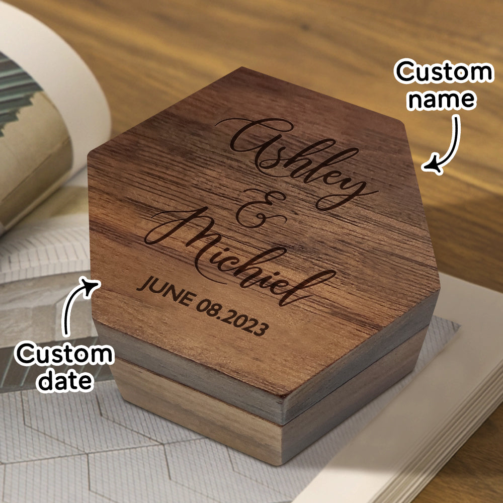 personalized six styles customized hexagon wooden jewelry box wedding display