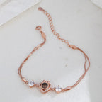 Custom Bow Heart Bracelet Personlized Projection Bracelet 925 Sterling Silver