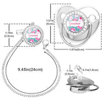 Custom Name Baby Pacifier & Clip Set with Flower – Personalized Newborn Gift